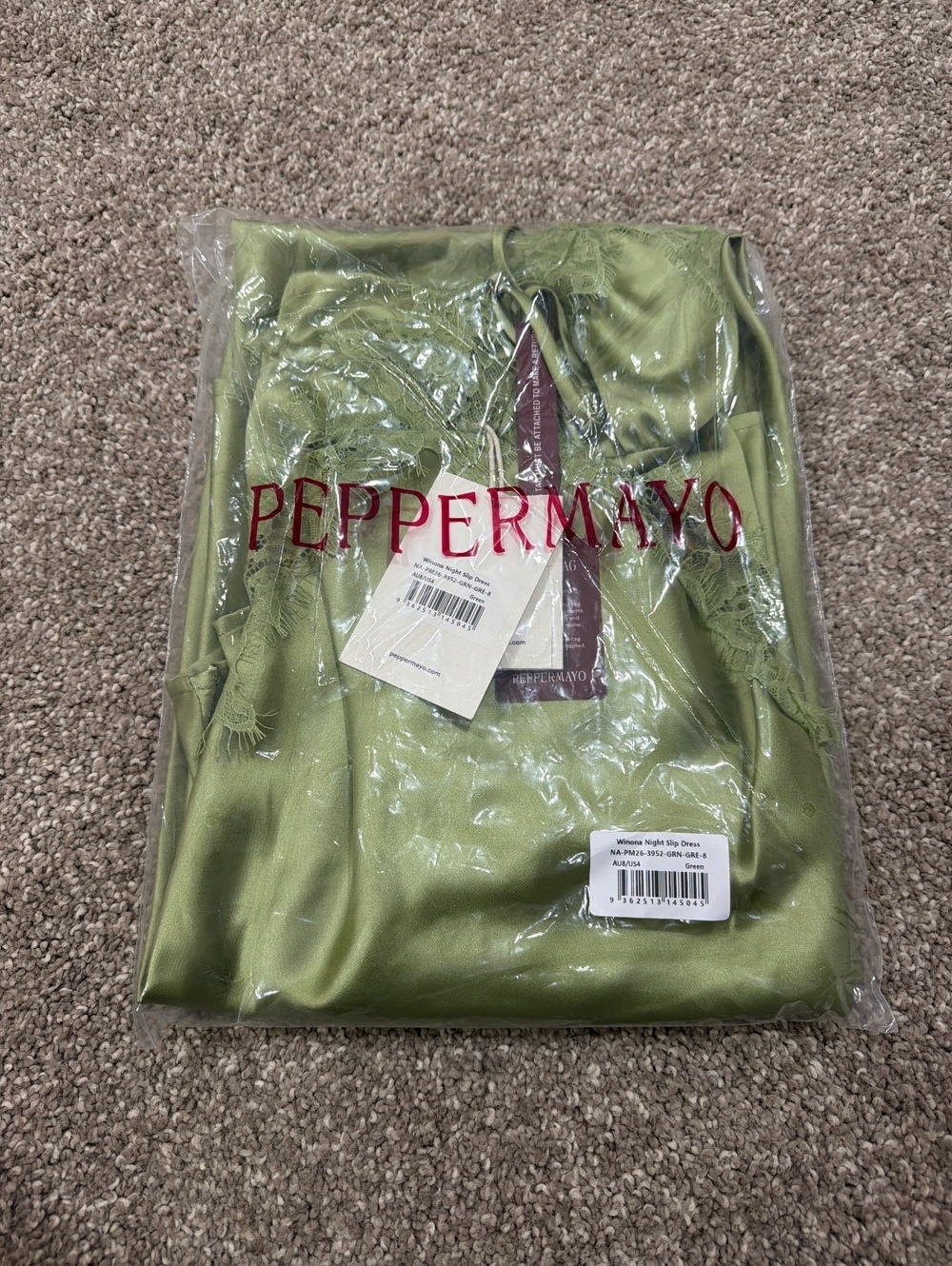 Peppermayo Winona Night Lace Satin Maxi Slip Dress Green Size 4 NWT - Picture 7 of 8